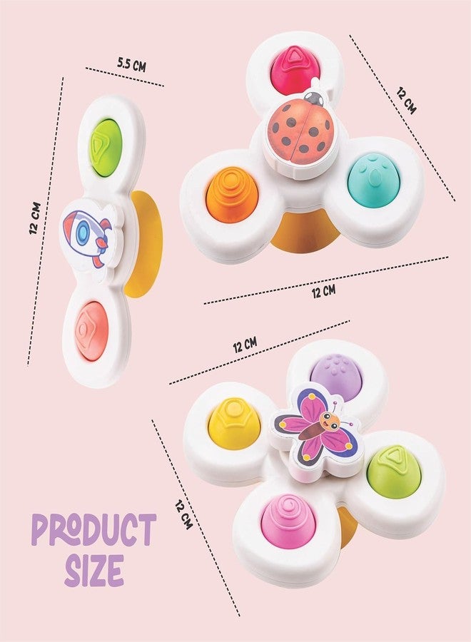 TEC TAVAKKAL Strong Suction Cup Fidget Rotating Sensory Bath Toys for Baby 6 12 18 Months Airplane Car Travel Table & Window Toys for 1 2 Years Old Toddler Boys and Girls (Sun Spinner Pop It) - Image 3